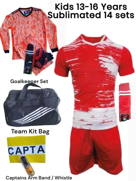 Tradesia Kids 13/16 Years - Sublimated Sports Kits -Packs of 14 Football & Fitness Kit