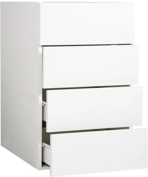 Unique 4-Drawer Kitchen Base Unit White Slimline Utility Drawer Cupboard 450 x 560 x 720 mm Solid W…