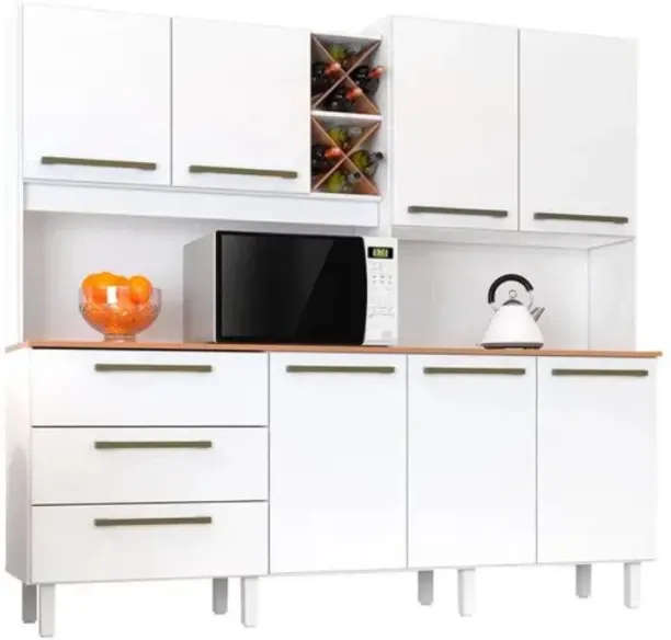 dc Ajax Kitchen Cabinet with 7 doors and 3 drawers White Engineered Wood Kitchen Cabinet