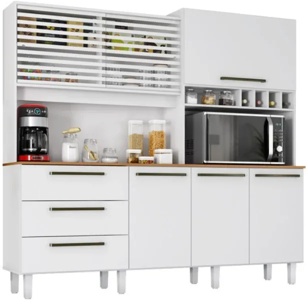 dc Mega Kitchen Kit 6 Doors 3 Drawers White Engineered Wood Kitchen Cabinet