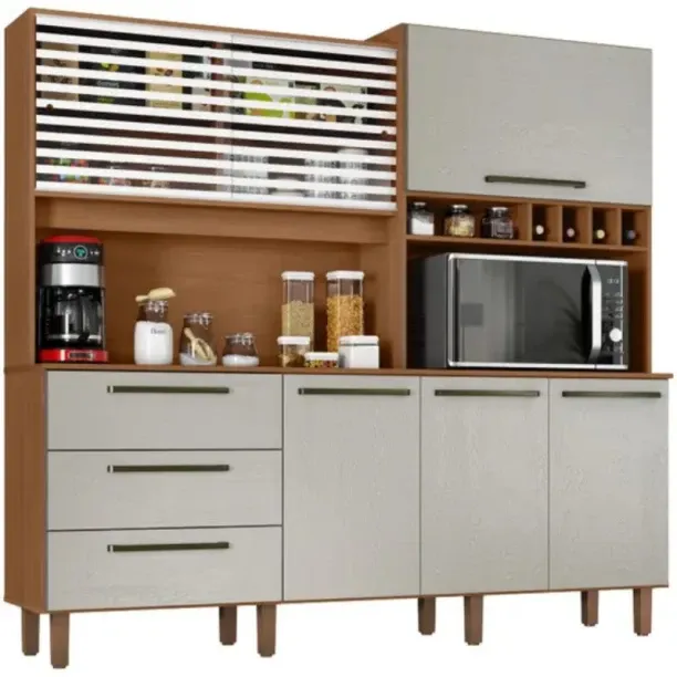 dc Mega Kitchen Kit 6 Doors 3 Drawers Cinn/Sand Engineered Wood Kitchen Cabinet