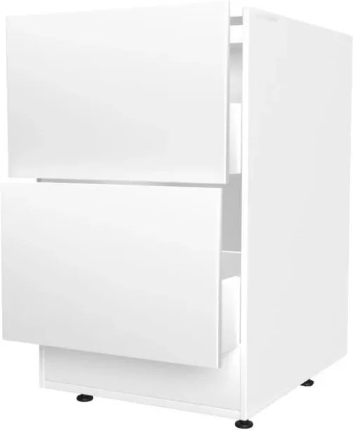 Unique 600 x 560 x 1000 mm 2-Drawer White Pot Base Unit DIY Kitchen Storage Cabinet Solid Wood Kitc…