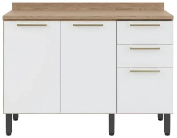 Click Furniture Kitchen 120cm Floor Unit White-Oak Engineered Wood Kitchen Cabinet