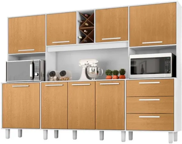 dc Apollo Kitchen Cabinet Kit 8 Doors and 3 Drawers White/Cinn Engineered Wood Kitchen Cabinet