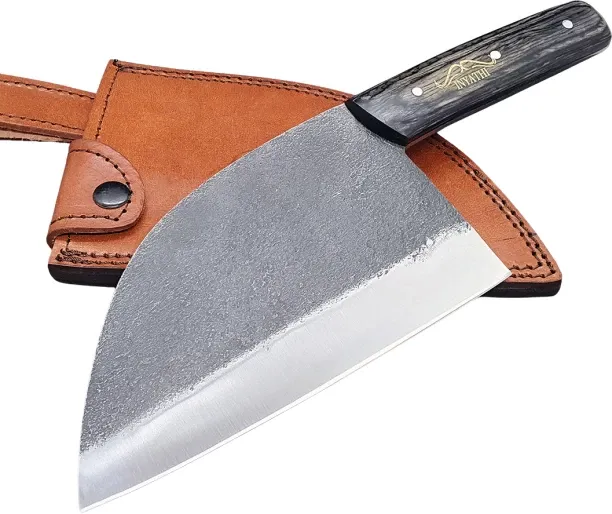 iNyathi Handmade Knives 1 Piece Carbon Steel Cleaver Serbian
