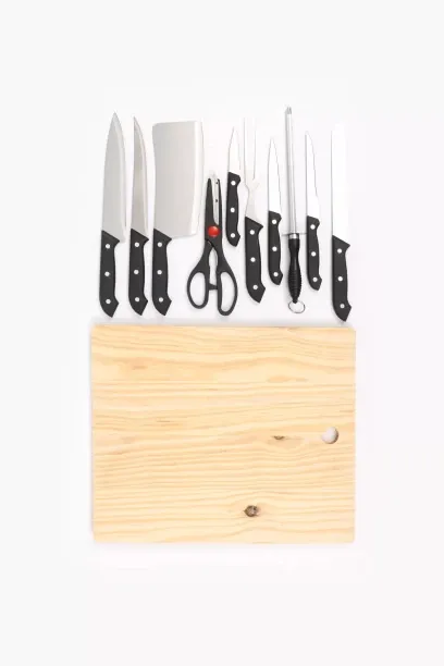 Unique 11 Piece Wood, Steel Multipurpose 11 Piece Knife Set On Chopping Board