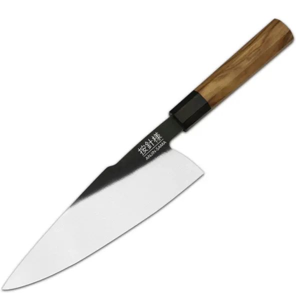 Koch Knives 1 Piece Carbon Steel Chefs ANJIN-SAMA Chef Knife - Stainless Steel Blade with Olive Woo…