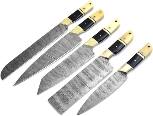 Koch Knives 5 Piece Carbon Steel Multipurpose 5 Piece Handmade Damascus Chef Carving Knife Set - CR…