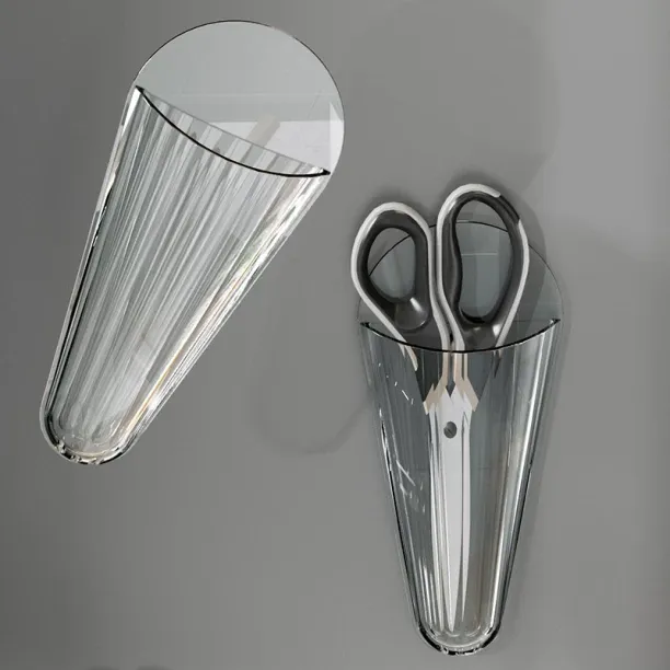 Huanix (Clear)1PC Wall Mounted Scissor Holder Scissors Storage Box Storage Shelves Scissors Plug Mu…