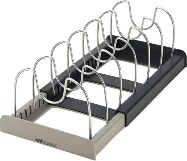 Heartdeco Adjustable Organizer Rack For Pans & Pot Lids Steel Cutlery Drainer Kitchen Rack