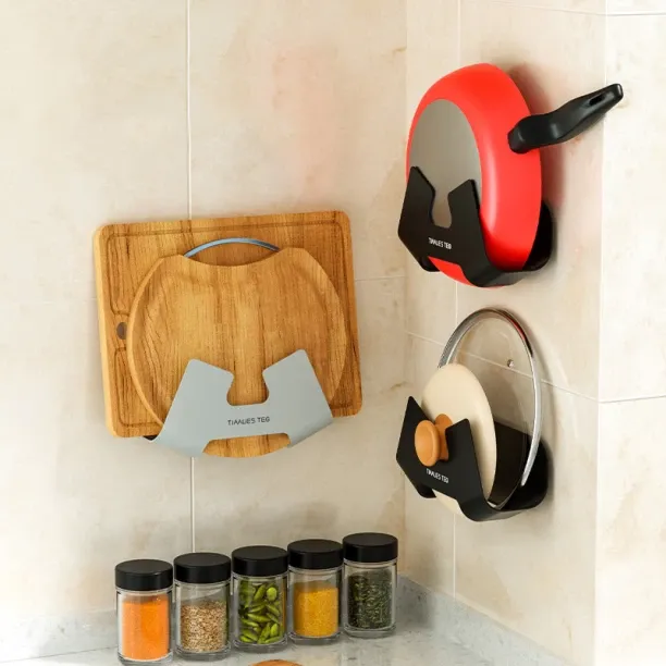 Huanix (black)Non-Punching Drain Pot Lid Rack Wall Mounted Storage Rack For Kitchen Cutting Board H…