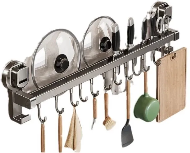 Granty Wall Mounted No-Drill Adhesive Kitchen Rail, Heavy Duty Detachable Multifunctional Pot Pan U…