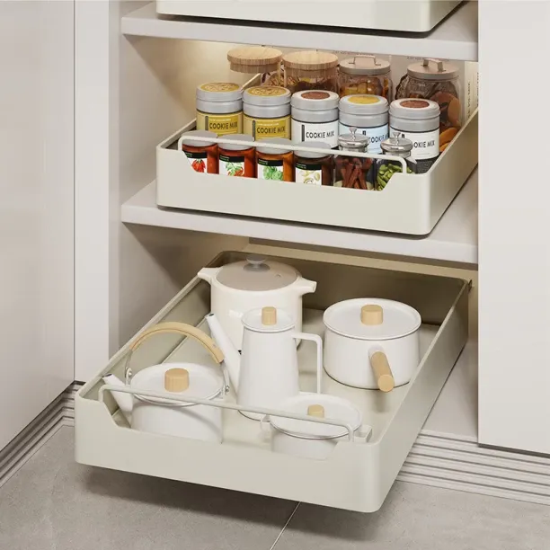 Huanix (M 43X25X7cm)Kitchen Storage metal holdetr with Slide Rails Pull-out Drawer Storage Tray Spi…