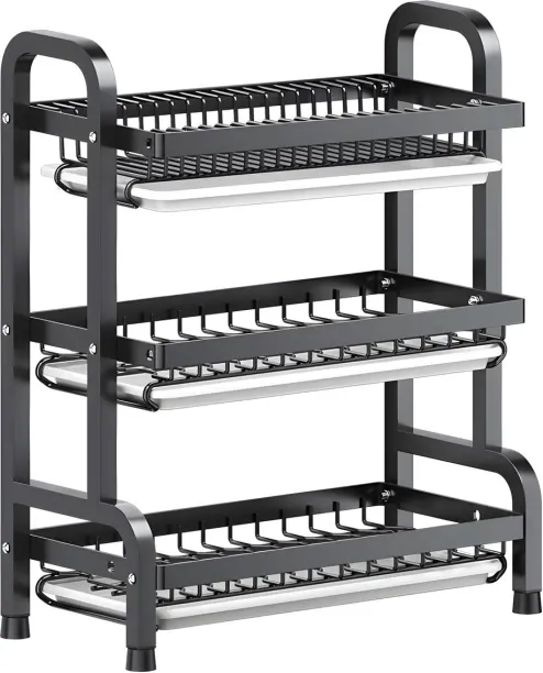 PrimePickSA Large Capacity Dish Drying Rack – Multi-Tier Organiser with Removable Drip Trays & Hold…