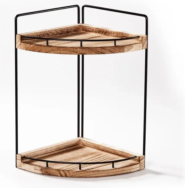 Chenshia Corner Countertop Storage Rack | Rustic Multi-Tier Kitchen & Bathroom Organizer Shelf with…