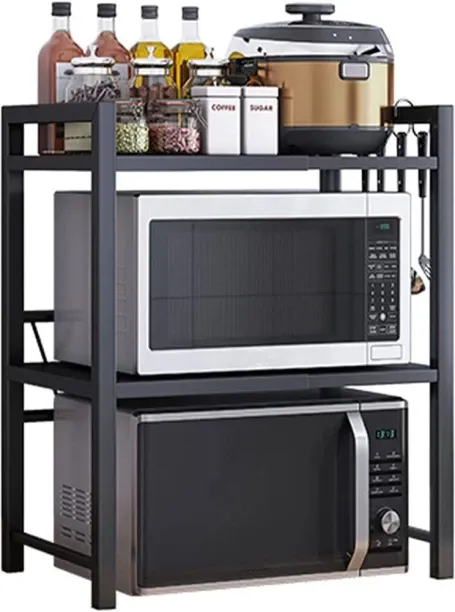 Huanix (2Tier)2/3 Tier Expandable Microwave oven Rack Stand Storage Holder Kitchen Corner Shelf Alu…