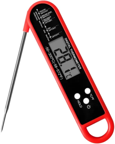 Flycross 1pc-Digital Backlit Folding BBQ Kitchen Cooking Ready-to-Read Thermometer(Black) Thermomet…