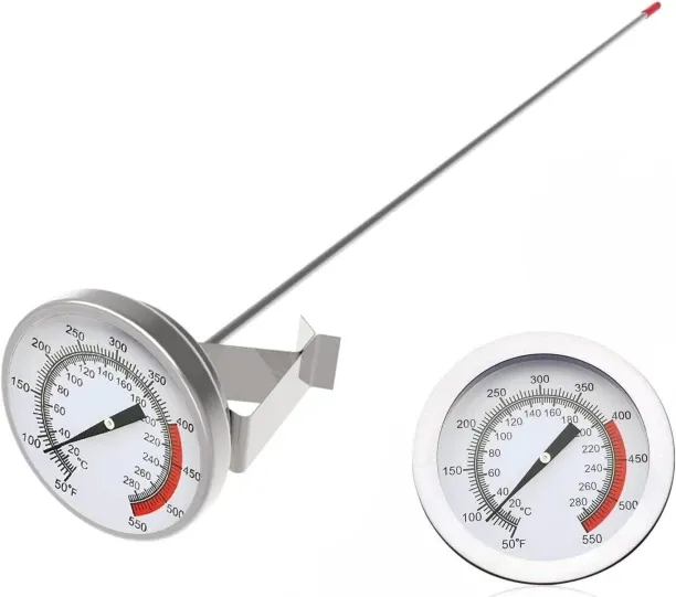 Zuosheng Lightbeam 16" Long Stem Deep Fry Thermometer with Pot Clip, Instant Read 2" Dial Meat BBQ …