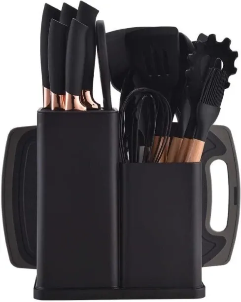 Generic Black Kitchenware Utensils and Knife Set Silicone Cooking Spoon Kitchen Tool Set