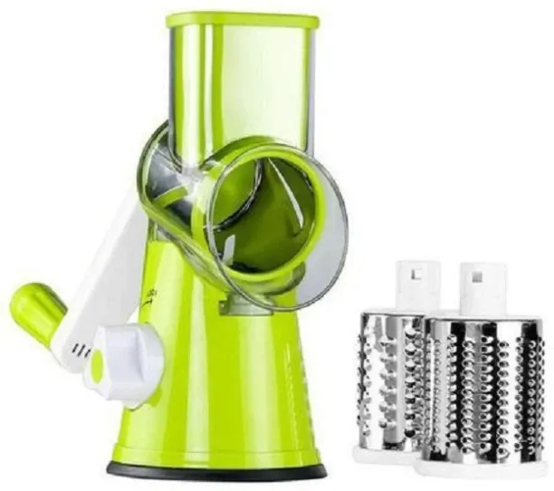 NLS homeware Multifunctional Shredder Tabletop Drum Grater with 3 Interchangeable Drums - Green Pla…