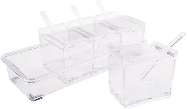 ALANES Separable Acrylic Seasoning Boxes & Rack Set Plastic Measuring Jug Kitchen Tool Set