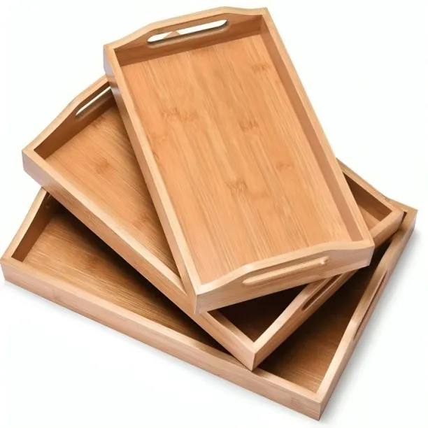 Generic WOOD SERVING TRAY 3 Pcs Wood Chopper Kitchen Tool Set