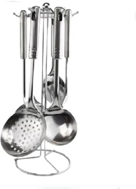UPSCALE KITCHENWARE Stainless Steel 7 Piece Kitchen Utensils Cooking Tool Set with Hook Stand Holde…