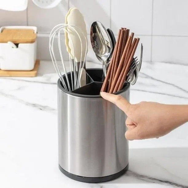 fancystuff Stainless Steel Cooking Utensil Holder,360 Rotating Kitchen Utensil Holder Stainless Ste…