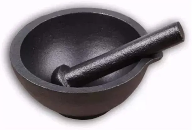 Lifespace Cast Iron Mortar & Pestle Steel Crusher Kitchen Tool Set