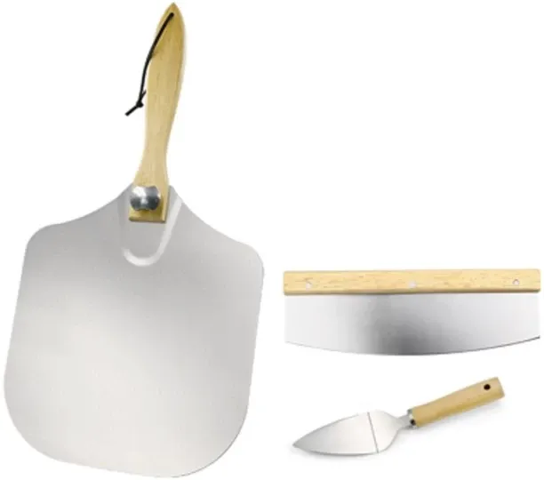 Lifespace Pizza - Peel, Cutter & Lifter Steel, Wood Chopper Kitchen Tool Set