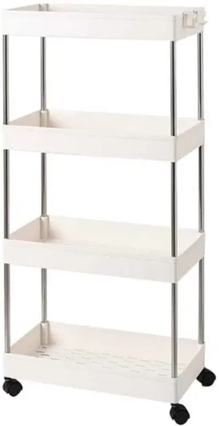 Generic FU-88 Large Four-Tier Plastic, Stainless Steel Kitchen Trolley