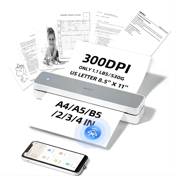 Happyfun Thermal Printer，Portable Thermal Printer 300PDI Inkless Bluetooth Printer Android & iOS Ph…