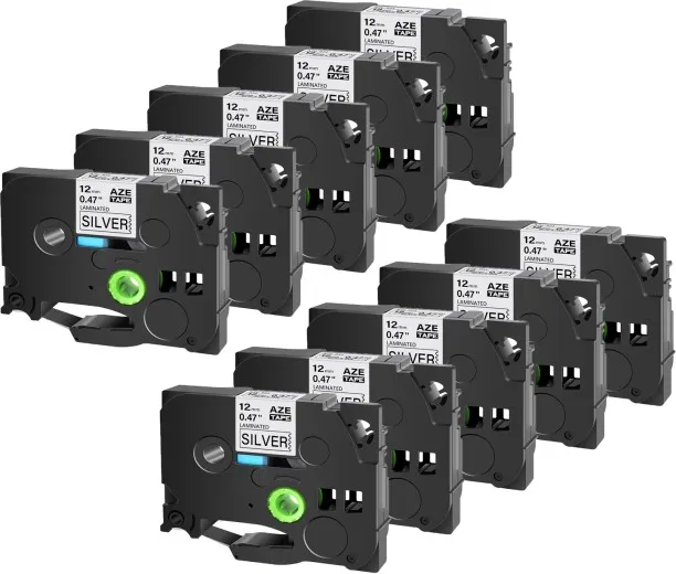 Huanix (12mm,Black on Silver)10PK TZe 231 Label cassettes Compatible for Ptouch Printer Label Maker