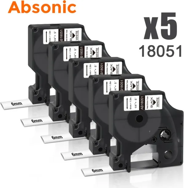 Huanix (5PK-18051-6mm)Compatible Rhino Tape for Rhino 5200 5000 4200 Printer Label Maker