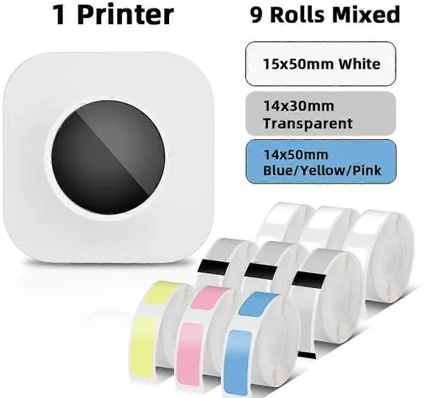 Huanix (White Mixed Set)Q30S Label Maker Machine Mini Pocket Bluetooth Thermal Label Printer DIY Da…