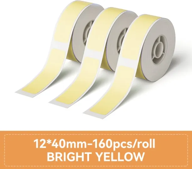Huanix (12x40-160Yellow-3R)Thermal Label Paper Waterproof Scratch-Resistant Tape Sticker for D110 D…