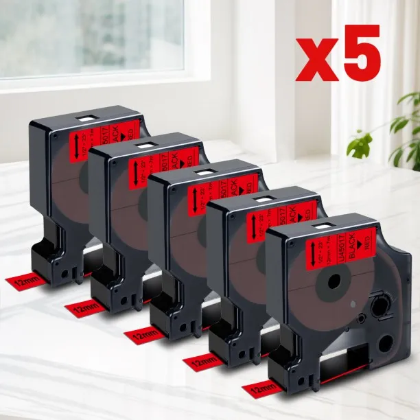 Huanix (5PK Black on Red)45013 Tapes Compatible for D1 12mm Label Tapes Black on White Replace for …