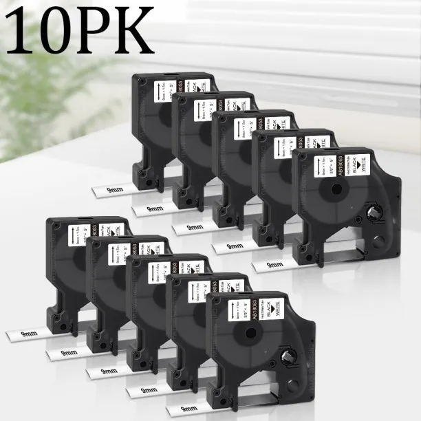 Huanix (Black on White)10pcs 18054 Heat Shrink Tube 9mm Label for Rhino Tape Black on Yellow for Rh…