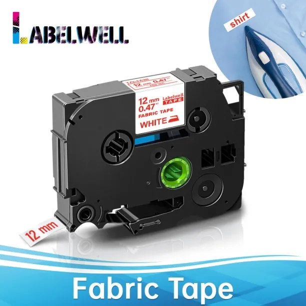 Huanix (Red on White)12mm Label Compatible for FA3R FA231 FA3 Fabric Iron On Label Tape for PT Labe…