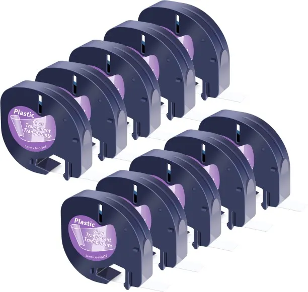 Huanix (10PK)Compatible Label for LetraTag Refills Black on Clear 12mm Pastic Tapes 16952 for Letra…