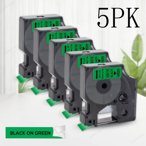 Huanix (5PK Black on Green)Replace for D1 Label Tape 45013 45010 45018 45024 for LabelManager LM160…