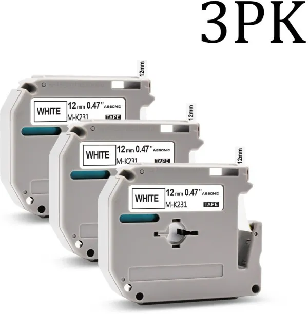 Huanix (3PK Black on White,9mm)for Label Tape Black on White Compatible Ptouch PT-M95 PT-65 PT-80 P…