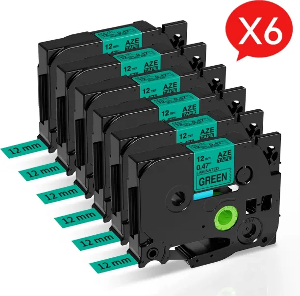 Huanix (Black on Green 6PK,6mm)Compatible for Label Maker Tape TZ-231 221 211 Compatible Label Prin…