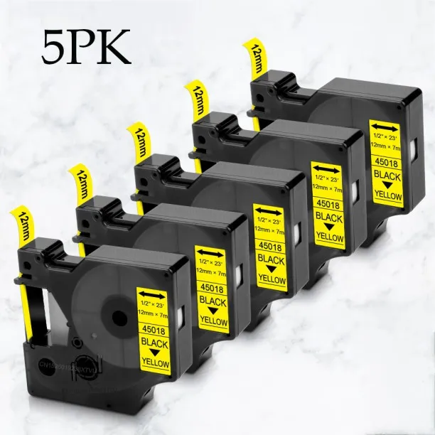 Huanix (5PK Black on Yellow,6mm)45013 Compatible for D1 Label Tape 43613 40913 Printer Ribbon for L…