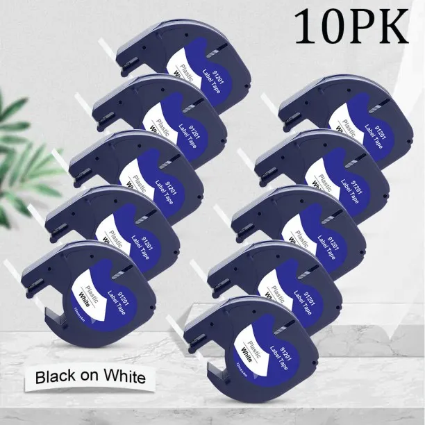 Huanix (10PK 91201 White,12mm)Compatible LetraTag Label Ribbon for LetraTag LT100H Label Printer La…