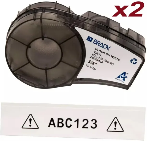 Huanix (2PK)M21-750-595 Label Cartridge Compatible Brady M21 Tape M21 750 595 White Label for Brady…