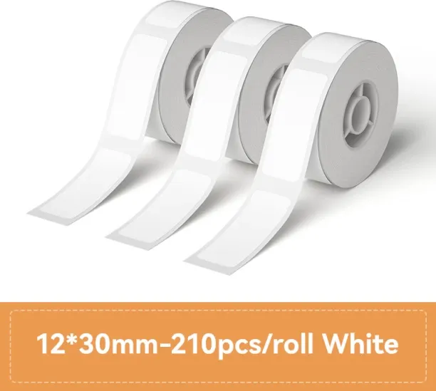 Huanix (12x30-210WHITE-3Roll)Thermal Label Paper Waterproof Scratch-Resistant Tape Sticker for D110…