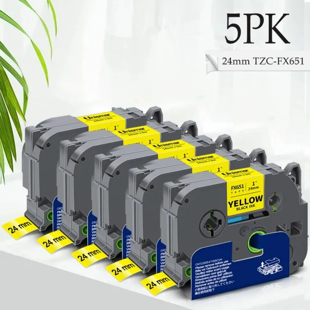 Huanix (24mm TZeFX651 Yellow)Compatible for Flexible for PT Printer Label Maker