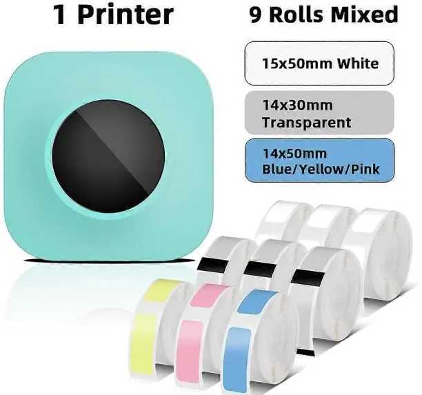 Huanix (Green Mixed Set)Q30S Label Maker Machine Mini Pocket Bluetooth Thermal Label Printer DIY Da…