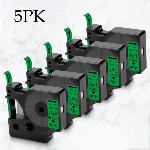 Huanix (5PK Black on Green,6mm)45013 Compatible for D1 Label Tape 43613 40913 Printer Ribbon for La…